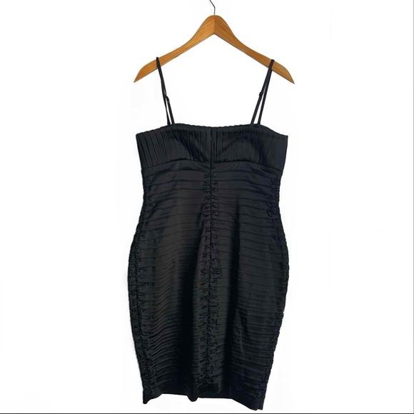NWOT Calvin Klein black pleated satin cocktal dress - Picture 2 of 4